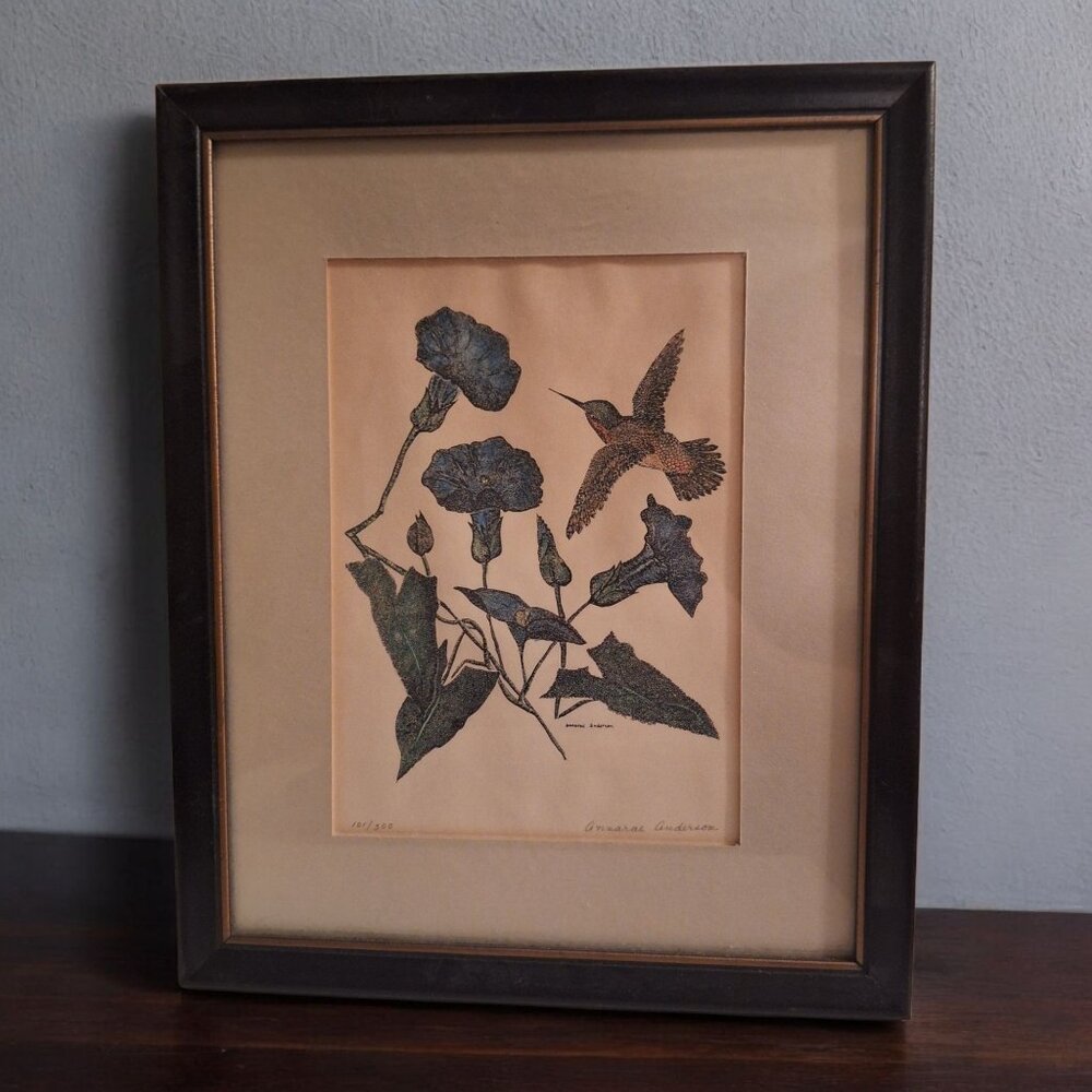 Annarae Anderson Limited Edition Hummingbird Flowers Framed‎ Artwork 101 of 500